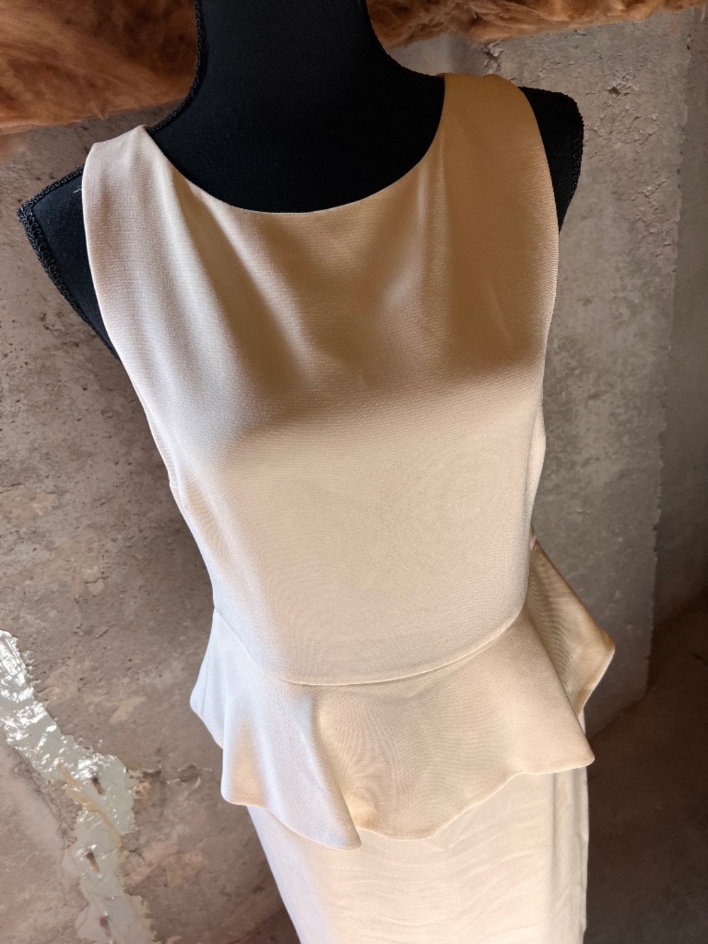 Alice + Oliva Ivory Peplum Midi Pencil Dress